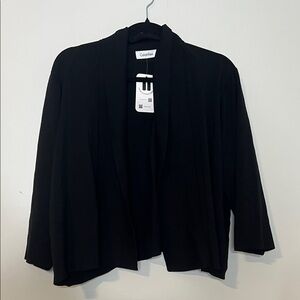 Calvin Klein Black Open Cardigan with Shawl Collar
